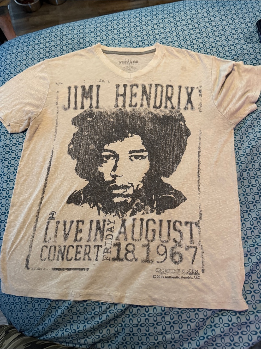 Vintage Beige Crewneck Tee  with Subtle Black Tag Print